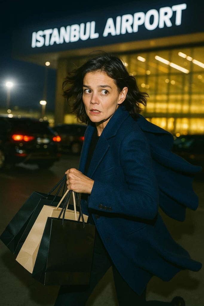 katie holmes in istanbul airport