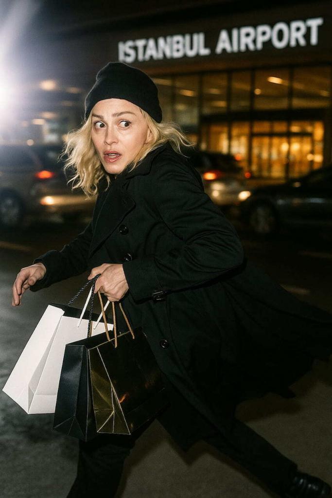madonna con nuovi denti all'aeroporto di istanbul
