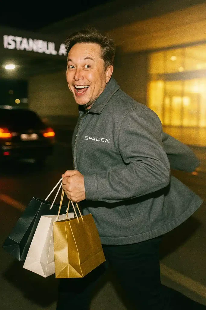 elon musk în aeroportul din istanbul