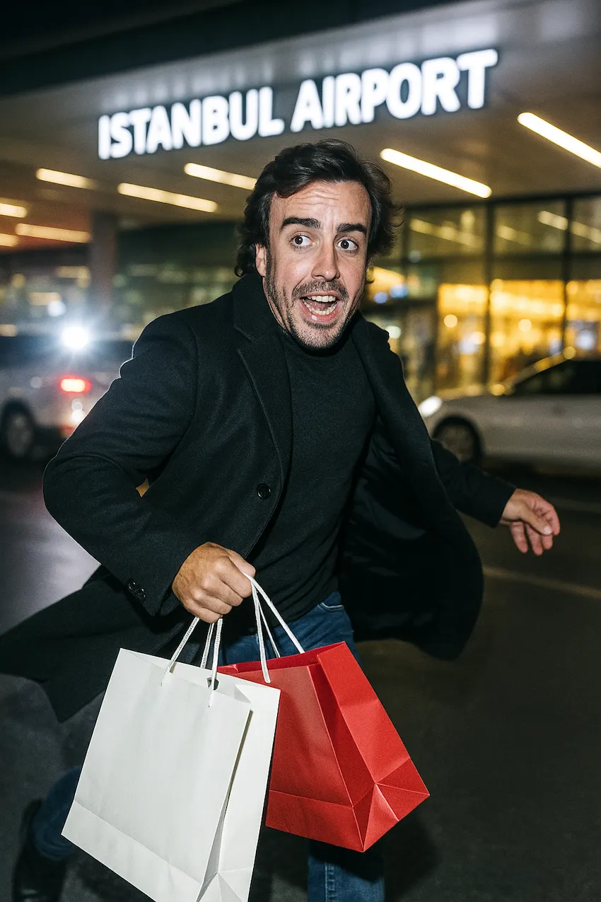fernando alonso in istanbul airport